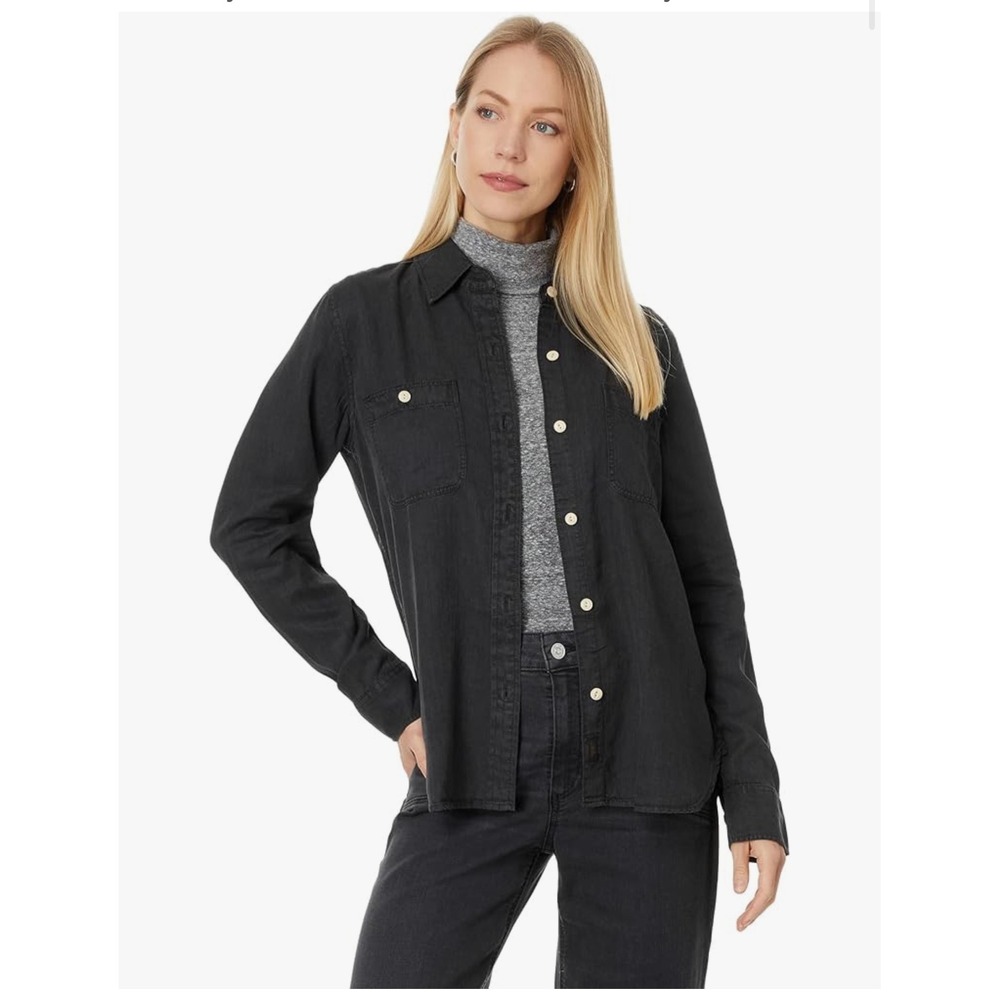 Faherty The Tried and True Chambray Button Down Shirt Black Garment Dyed XS‎ nwt